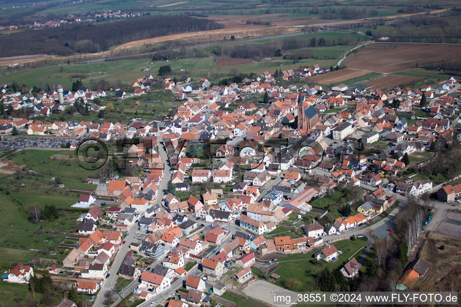 Vue oblique de Steinbourg dans le département Bas Rhin, France