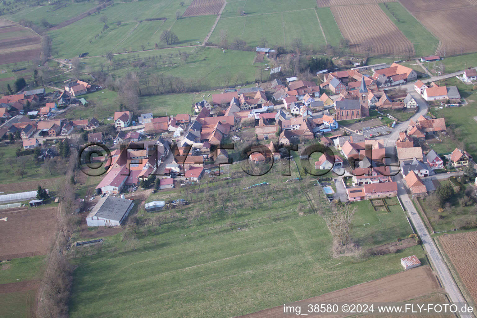 Geiswiller dans le département Bas Rhin, France vue d'en haut