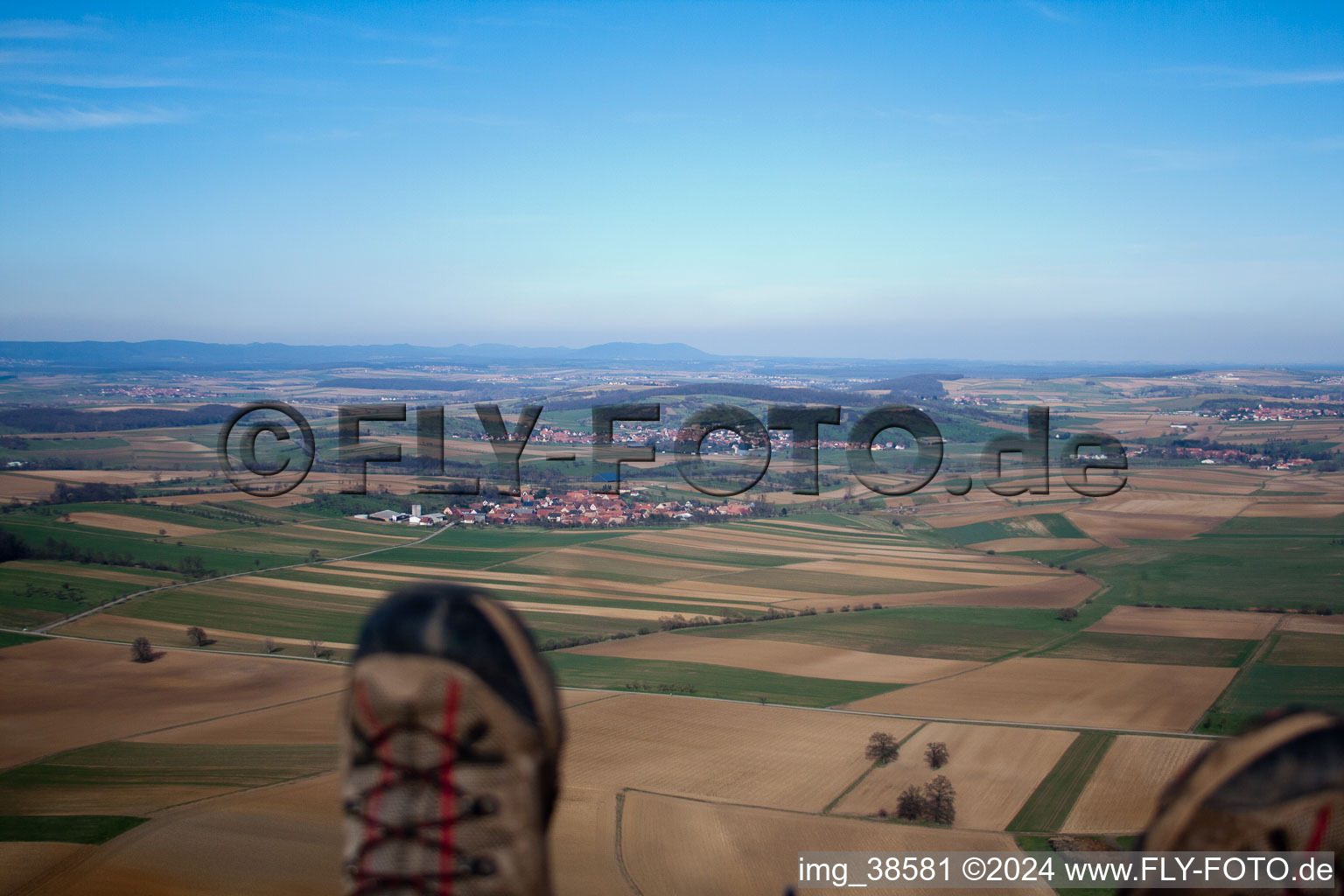 Vue oblique de Printzheim dans le département Bas Rhin, France