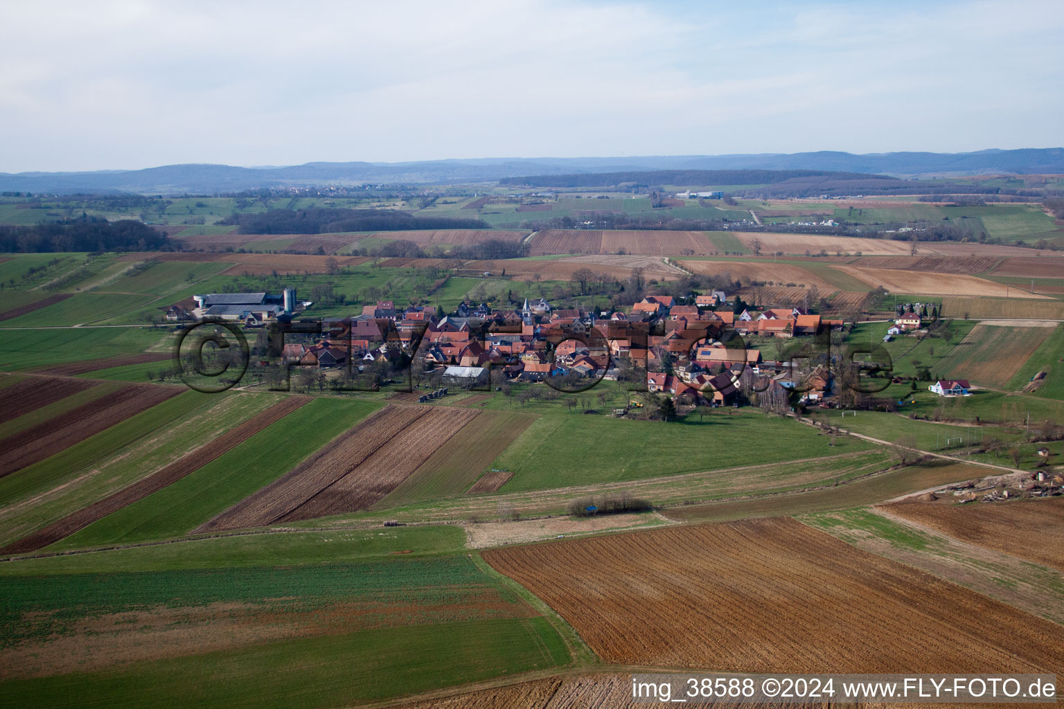 Photographie aérienne de Zœbersdorf dans le département Bas Rhin, France