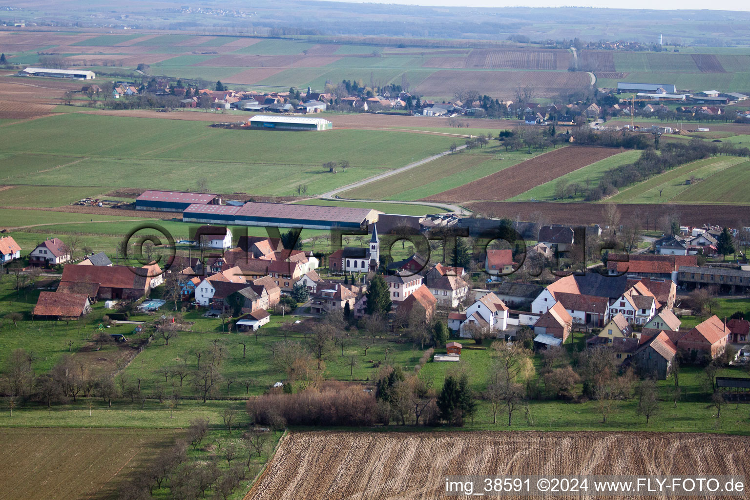 Zœbersdorf dans le département Bas Rhin, France d'en haut