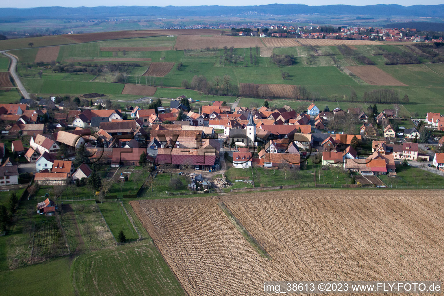 Photographie aérienne de Buswiller dans le département Bas Rhin, France