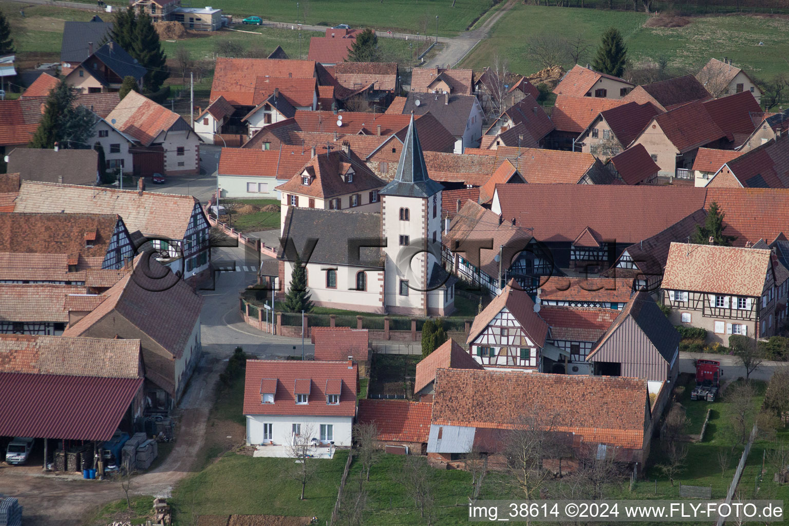 Vue oblique de Buswiller dans le département Bas Rhin, France