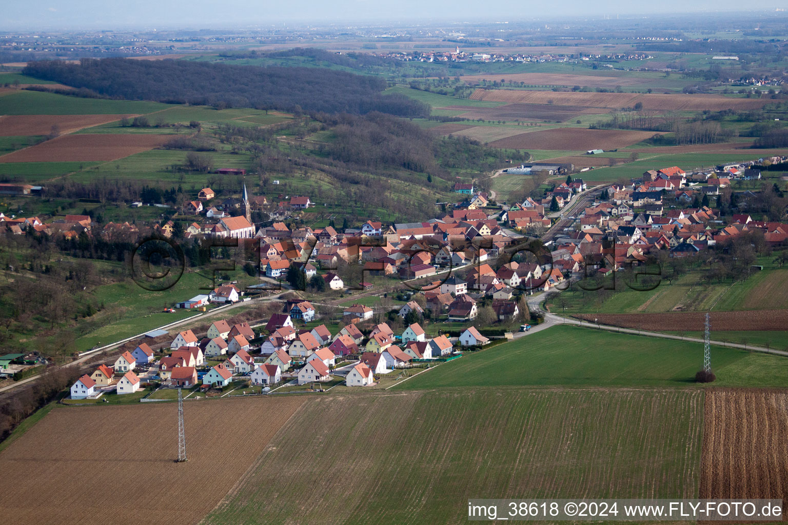 Buswiller dans le département Bas Rhin, France depuis l'avion