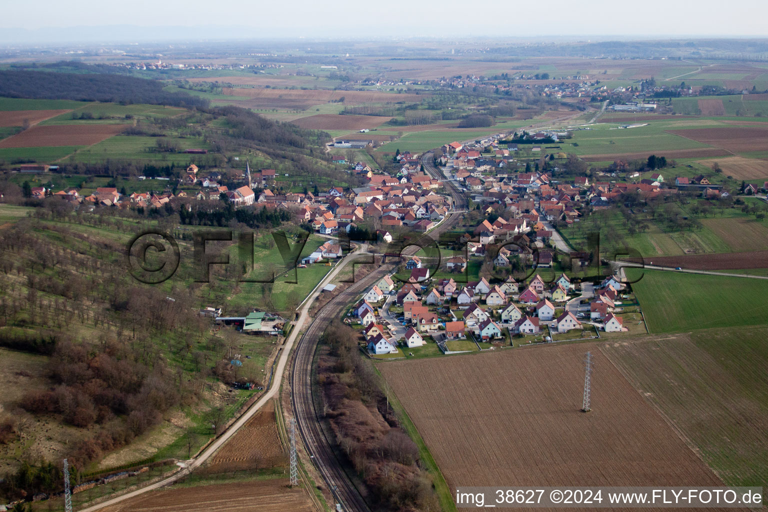 Photographie aérienne de Ettendorf dans le département Bas Rhin, France