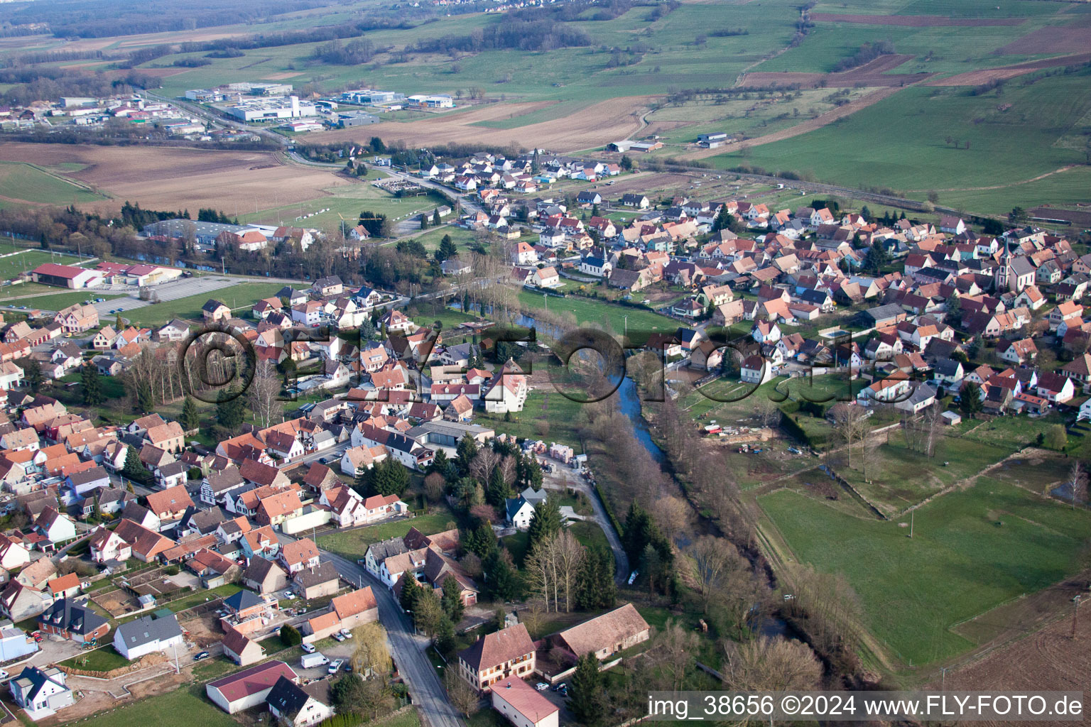 Pfaffenhoffen dans le département Bas Rhin, France hors des airs