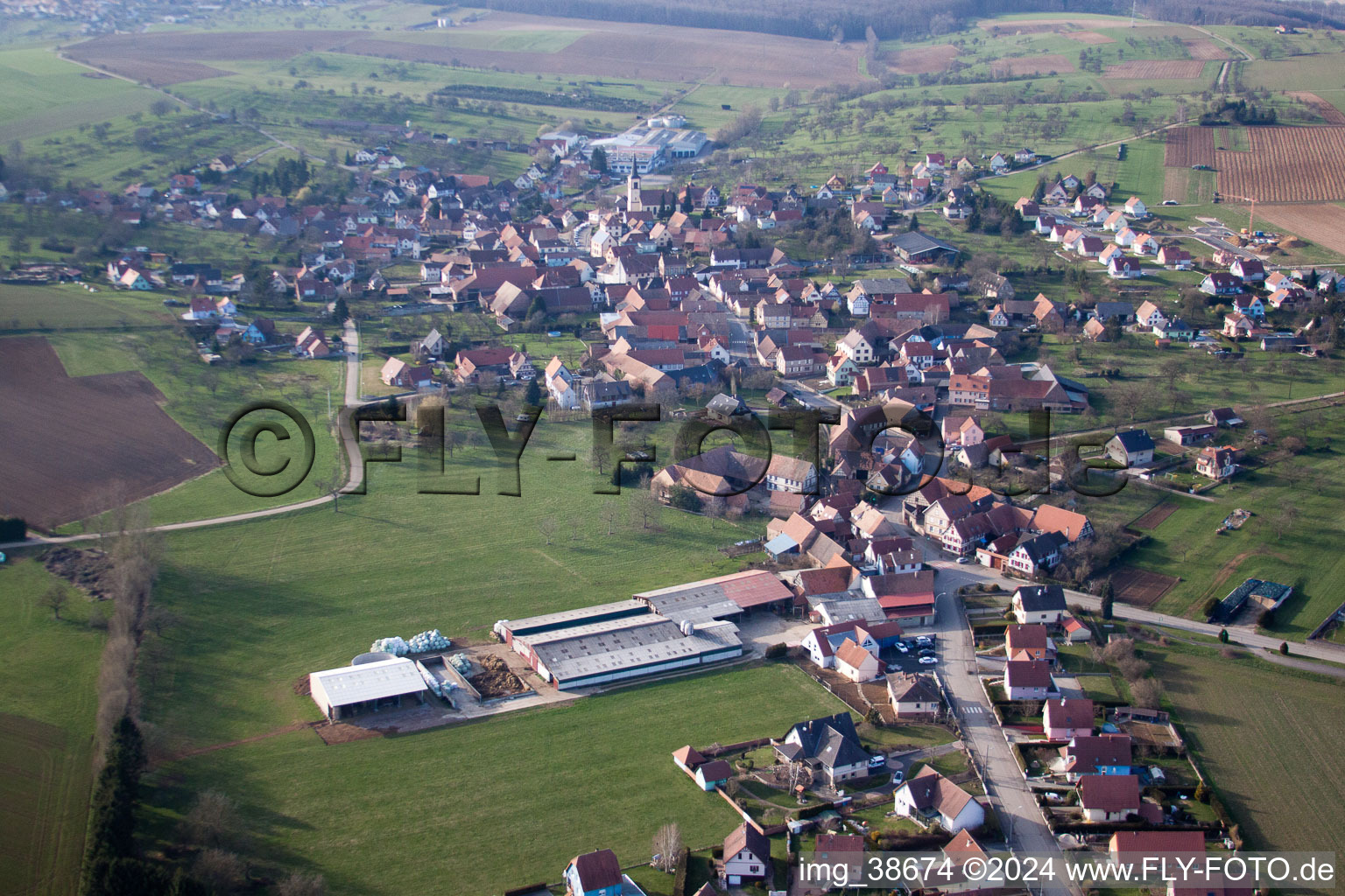 Mietesheim dans le département Bas Rhin, France depuis l'avion