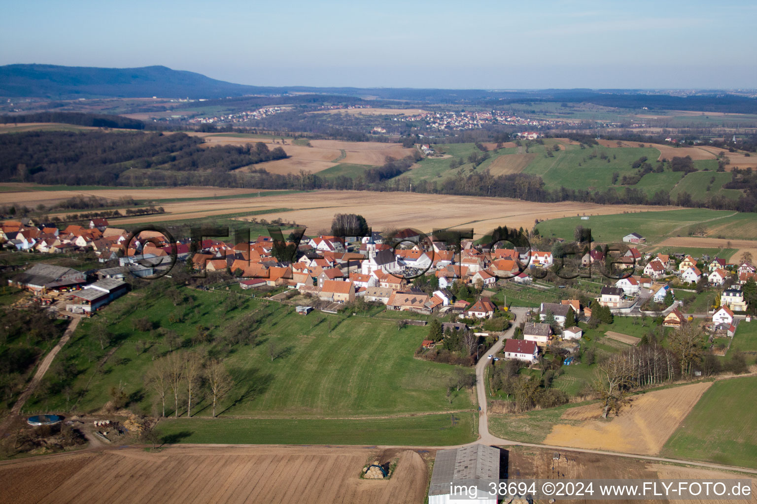 Vue aérienne de Forstheim dans le département Bas Rhin, France