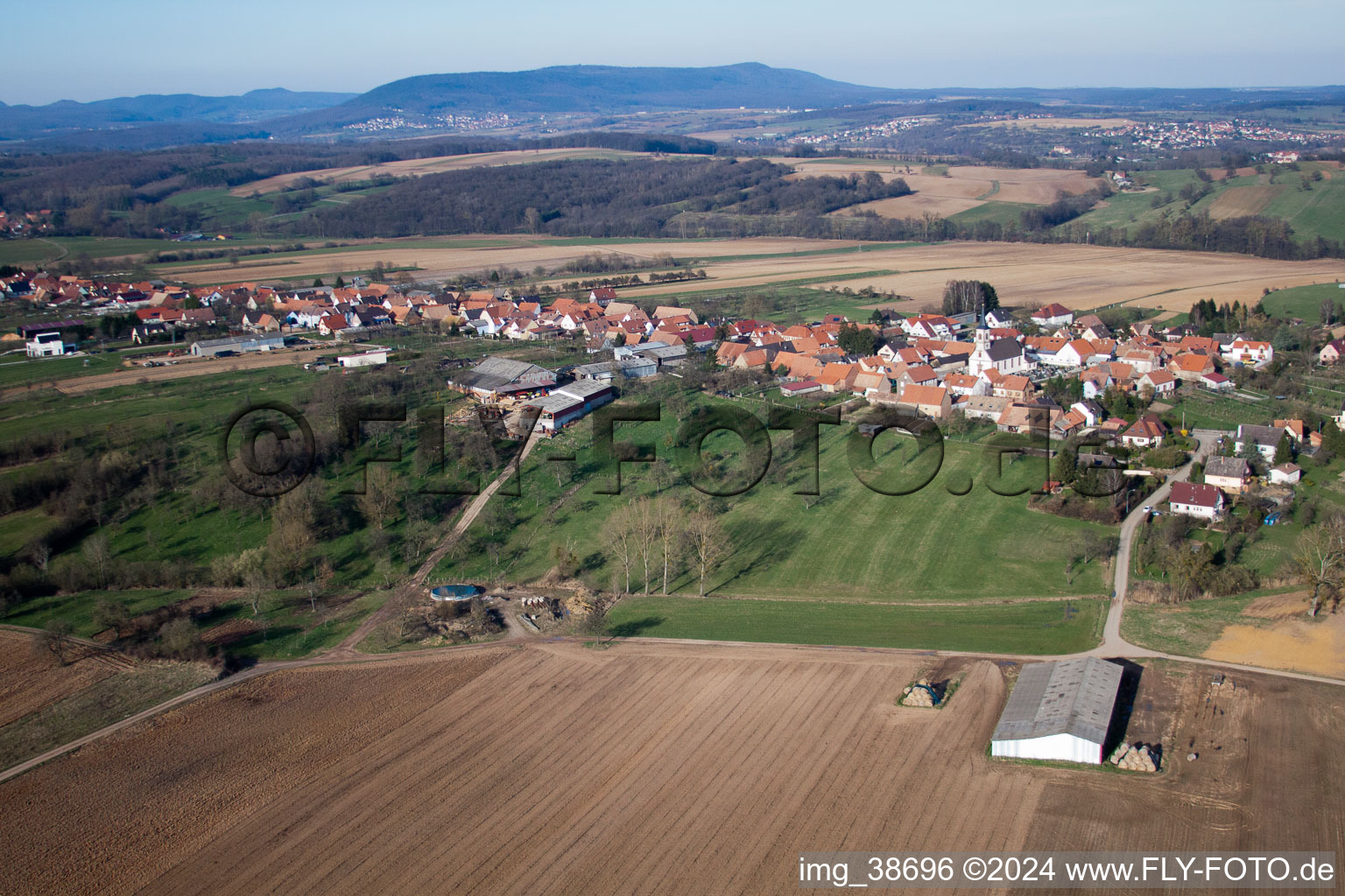 Vue oblique de Forstheim dans le département Bas Rhin, France