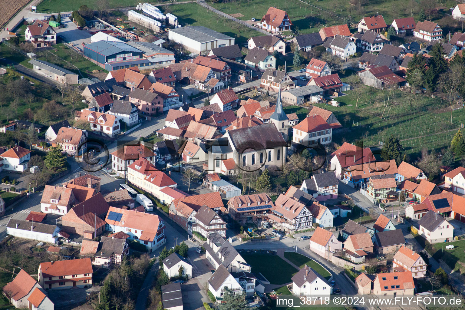 Gunstett dans le département Bas Rhin, France d'en haut