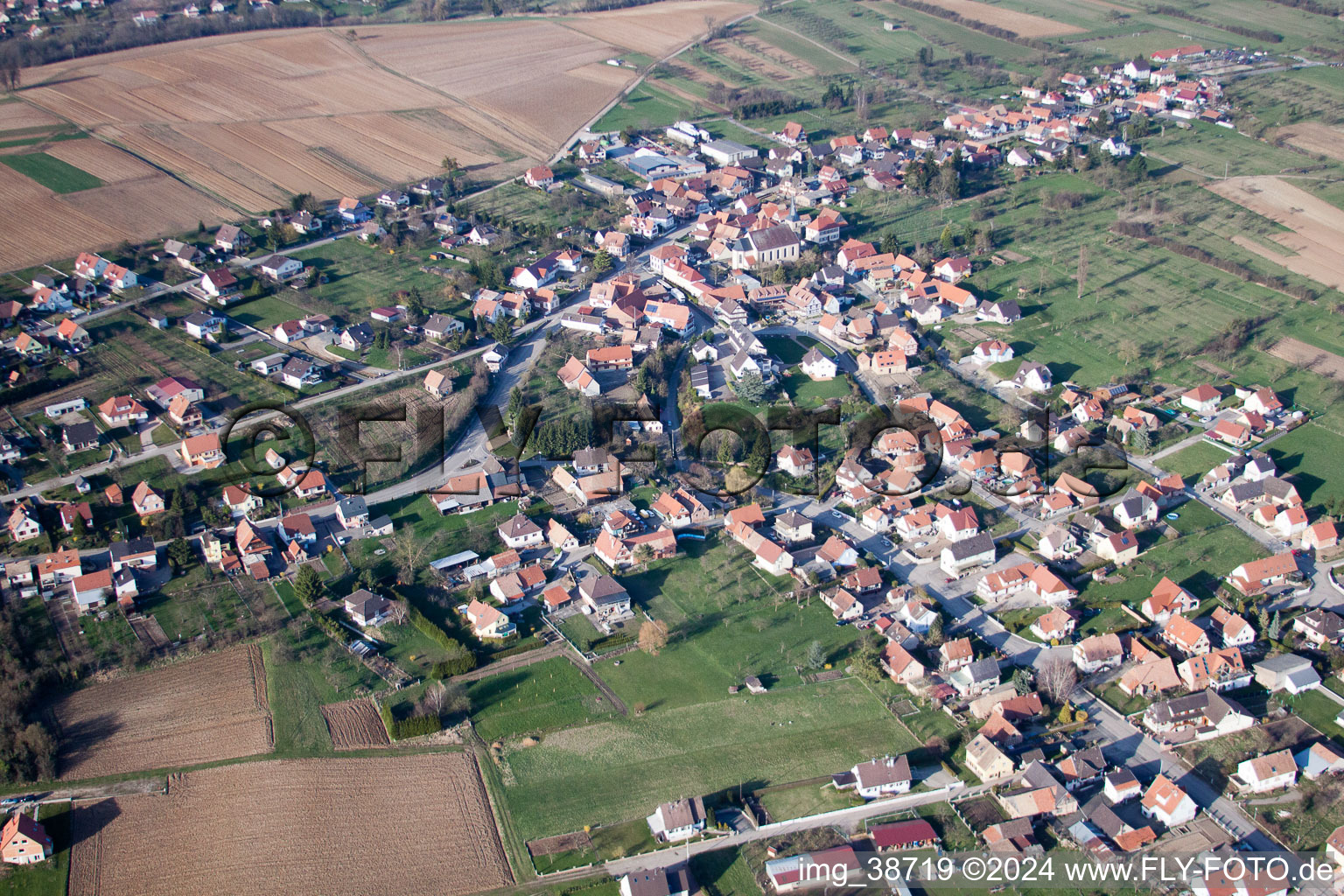 Gunstett dans le département Bas Rhin, France hors des airs