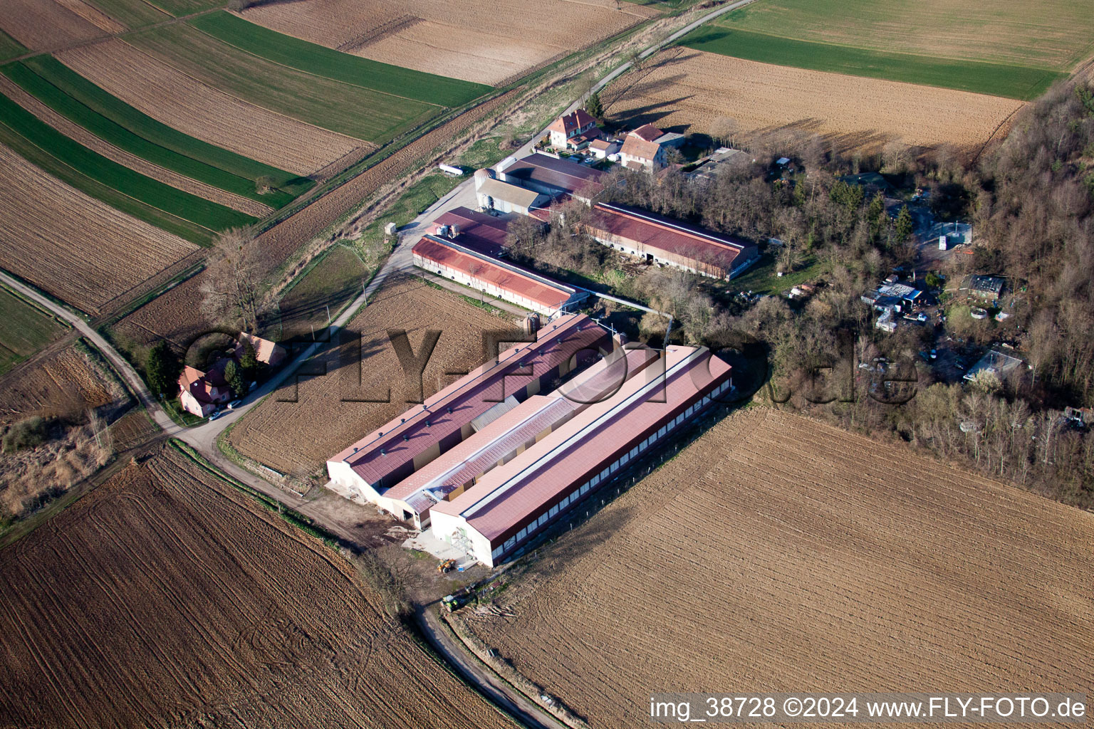 Merkwiller-Pechelbronn dans le département Bas Rhin, France du point de vue du drone