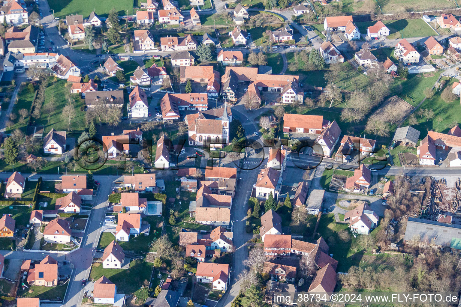 Photographie aérienne de Vue sur le village à Merkwiller-Pechelbronn dans le département Bas Rhin, France