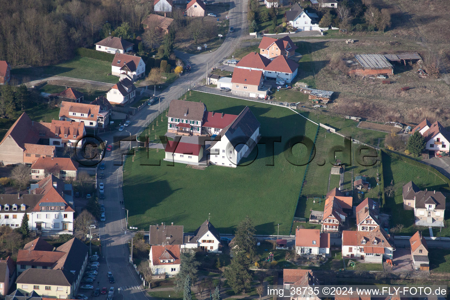 Merkwiller-Pechelbronn dans le département Bas Rhin, France d'en haut