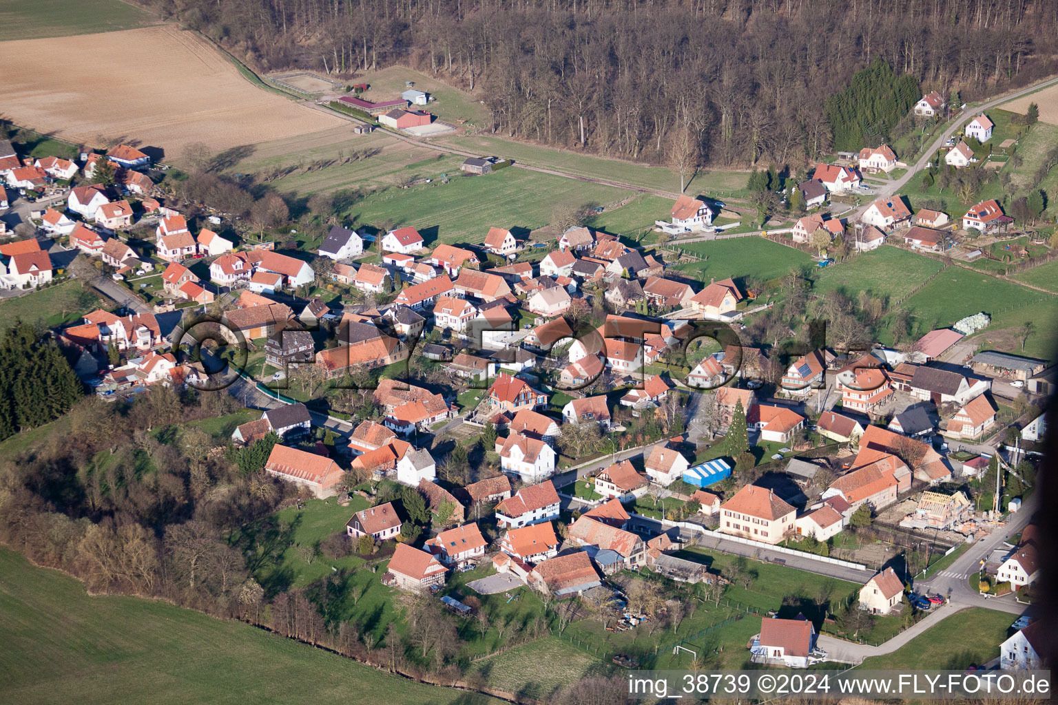 Merkwiller-Pechelbronn dans le département Bas Rhin, France depuis l'avion