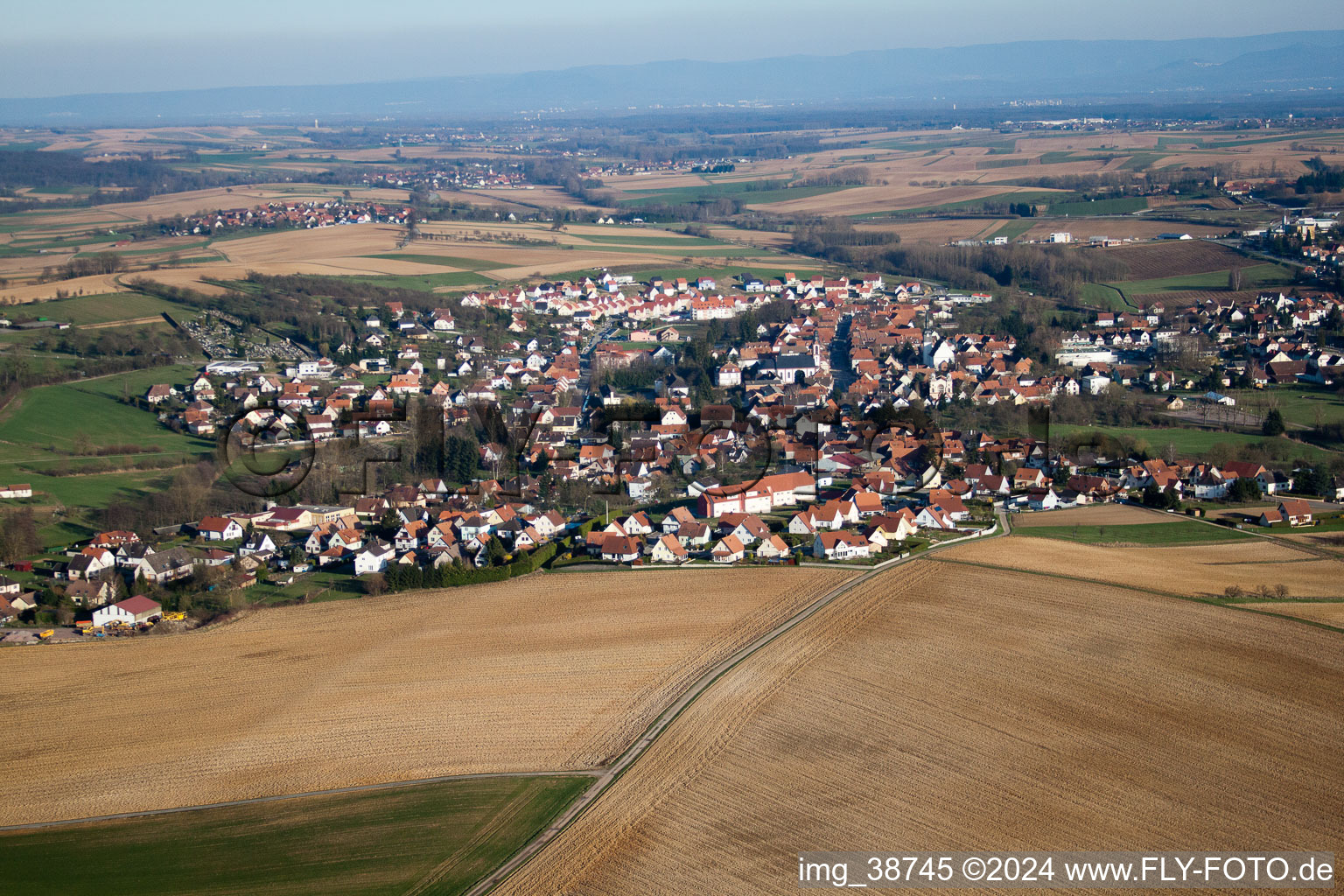 Vue aérienne de Retschwiller dans le département Bas Rhin, France