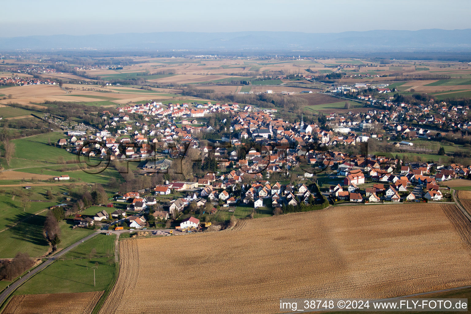 Vue oblique de Retschwiller dans le département Bas Rhin, France