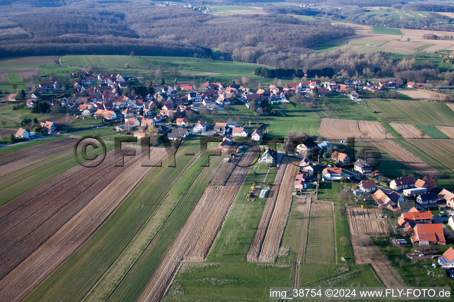 Retschwiller dans le département Bas Rhin, France depuis l'avion