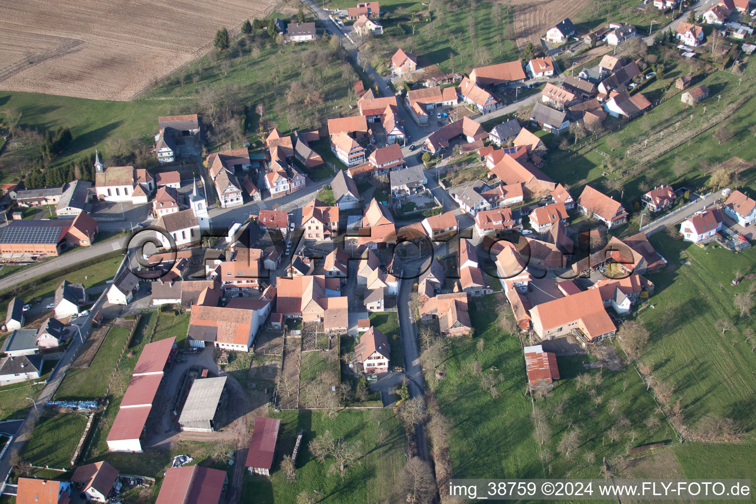 Keffenach dans le département Bas Rhin, France depuis l'avion