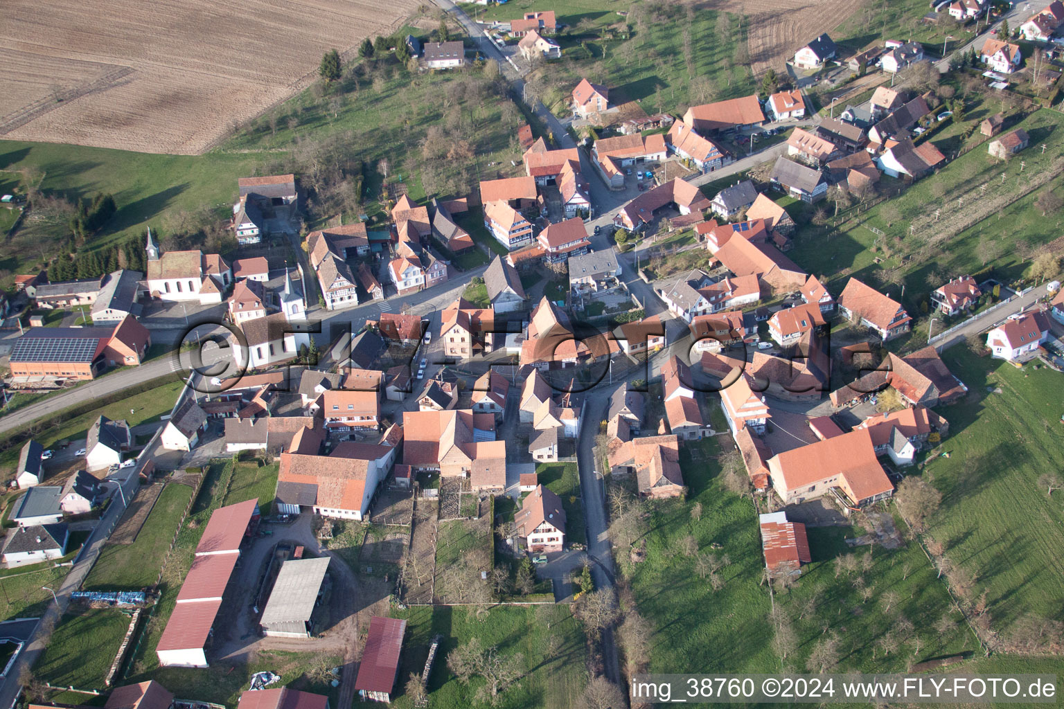 Vue d'oiseau de Keffenach dans le département Bas Rhin, France