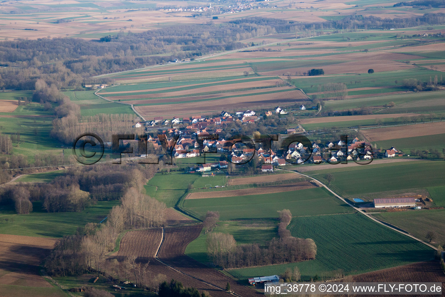 Vue oblique de Bremmelbach dans le département Bas Rhin, France