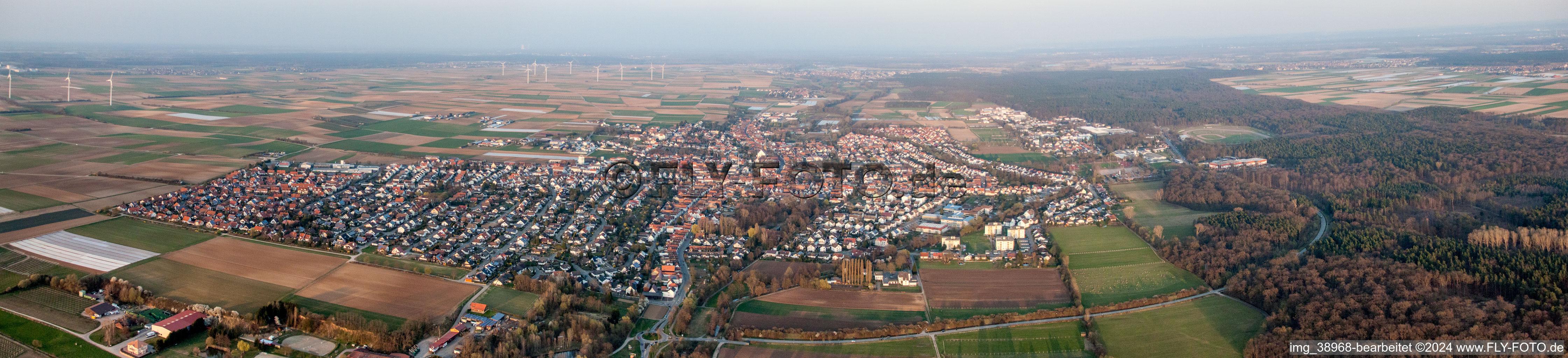 Photographie aérienne de Perspective panoramique (Palatinat) à le quartier Herxheim in Herxheim bei Landau dans le département Rhénanie-Palatinat, Allemagne