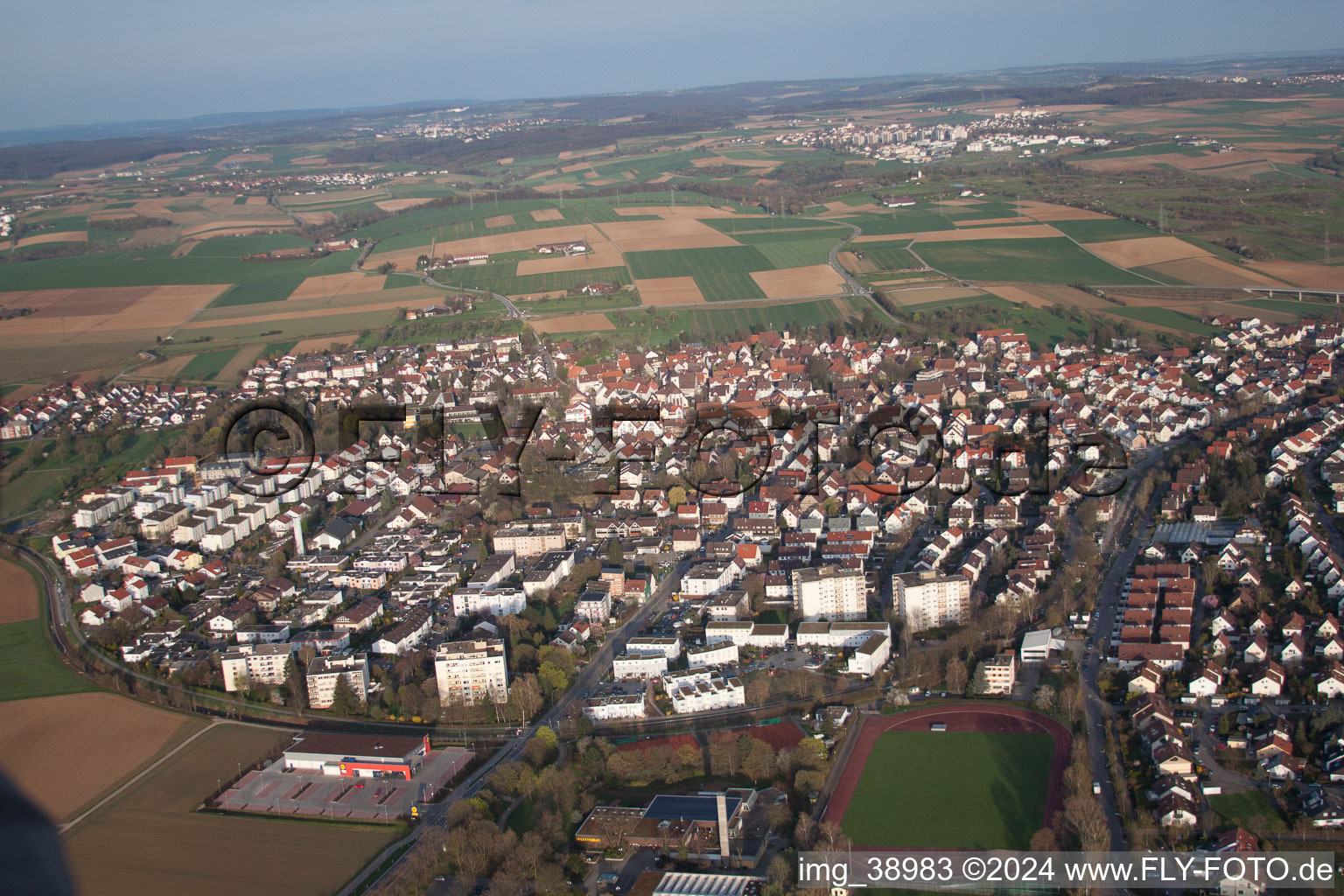 Quartier Münchingen in Korntal-Münchingen dans le département Bade-Wurtemberg, Allemagne d'en haut