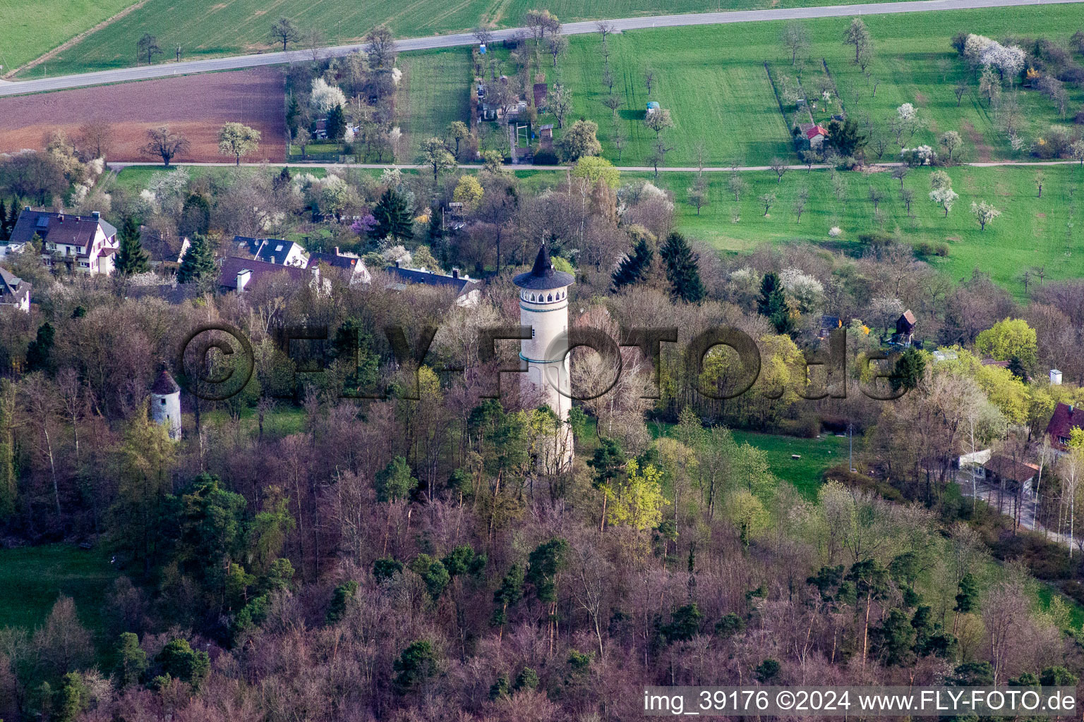 Vue oblique de Structure de la tour d'observation Engelbergturm à Leonberg dans le département Bade-Wurtemberg, Allemagne