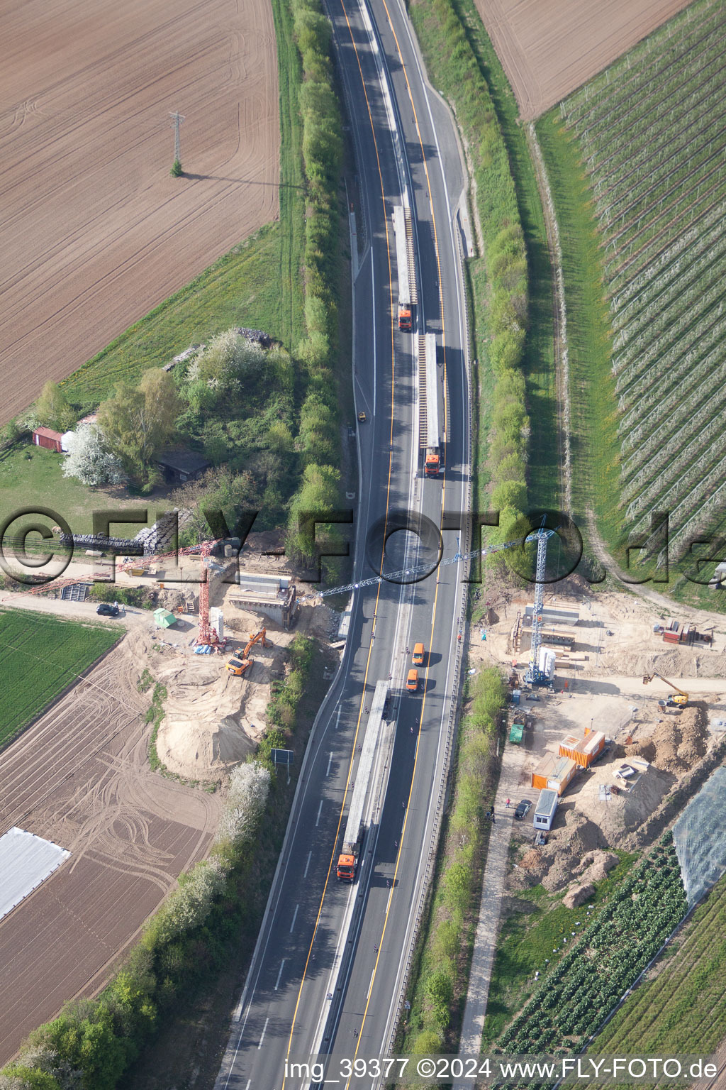 Photographie aérienne de Nouvelle construction du pont A65 à Kandel dans le département Rhénanie-Palatinat, Allemagne