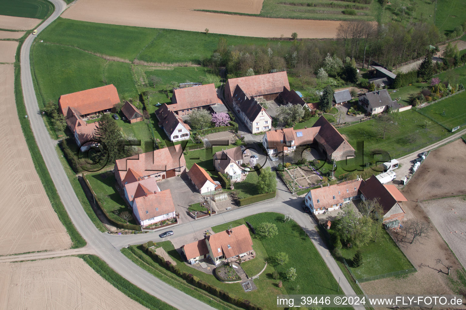 Vue oblique de Seebach dans le département Bas Rhin, France