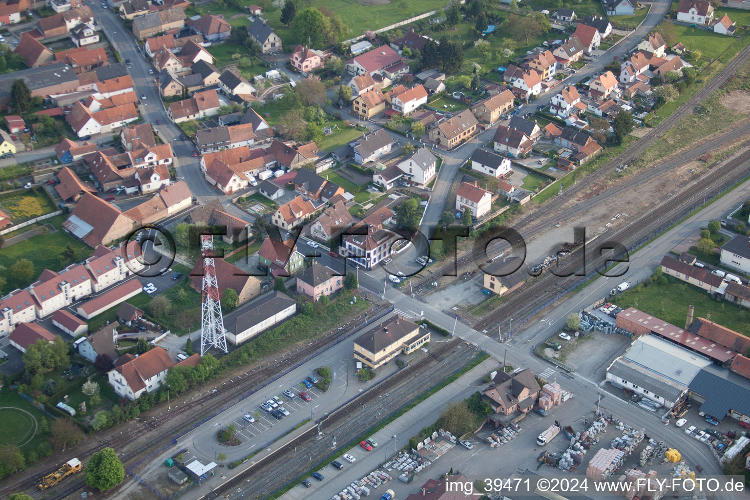 Rœschwoog dans le département Bas Rhin, France depuis l'avion