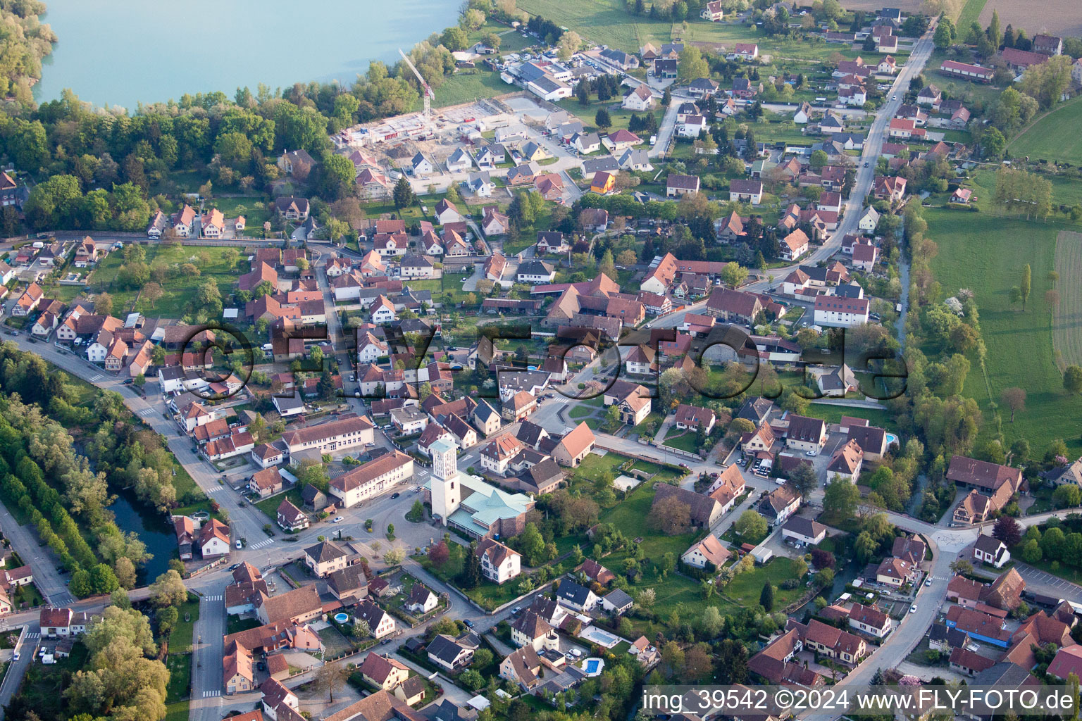 Offendorf dans le département Bas Rhin, France depuis l'avion