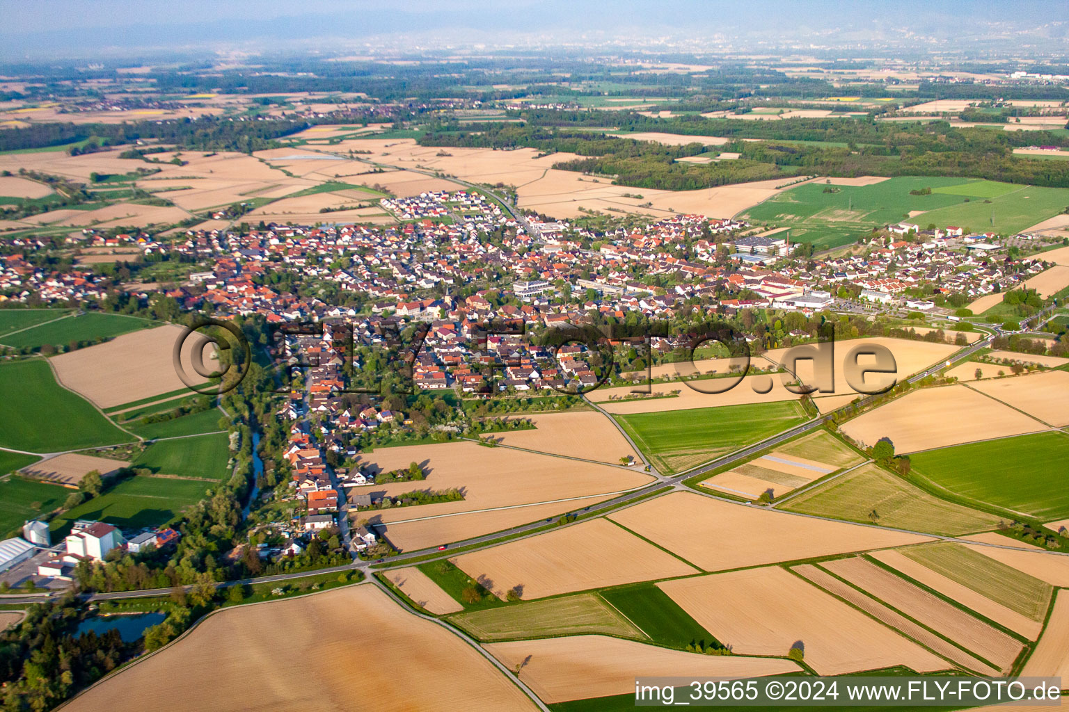 Vue oblique de Quartier Freistett in Rheinau dans le département Bade-Wurtemberg, Allemagne