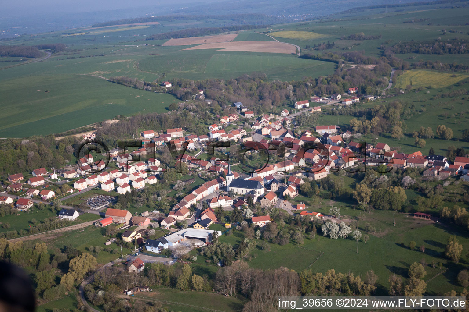 Vue aérienne de Rimling dans le département Moselle, France