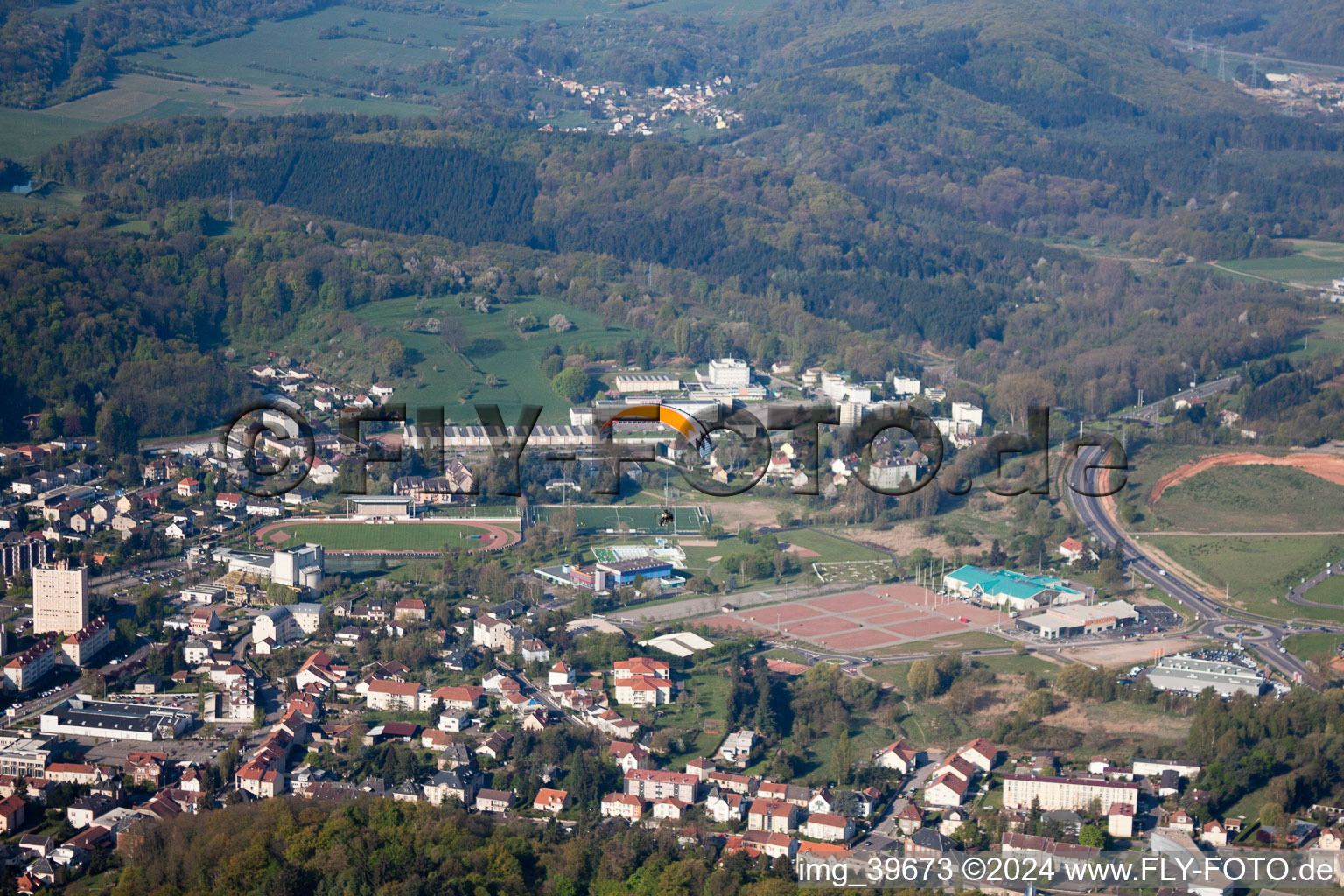 Vue oblique de Saint-Avold dans le département Moselle, France