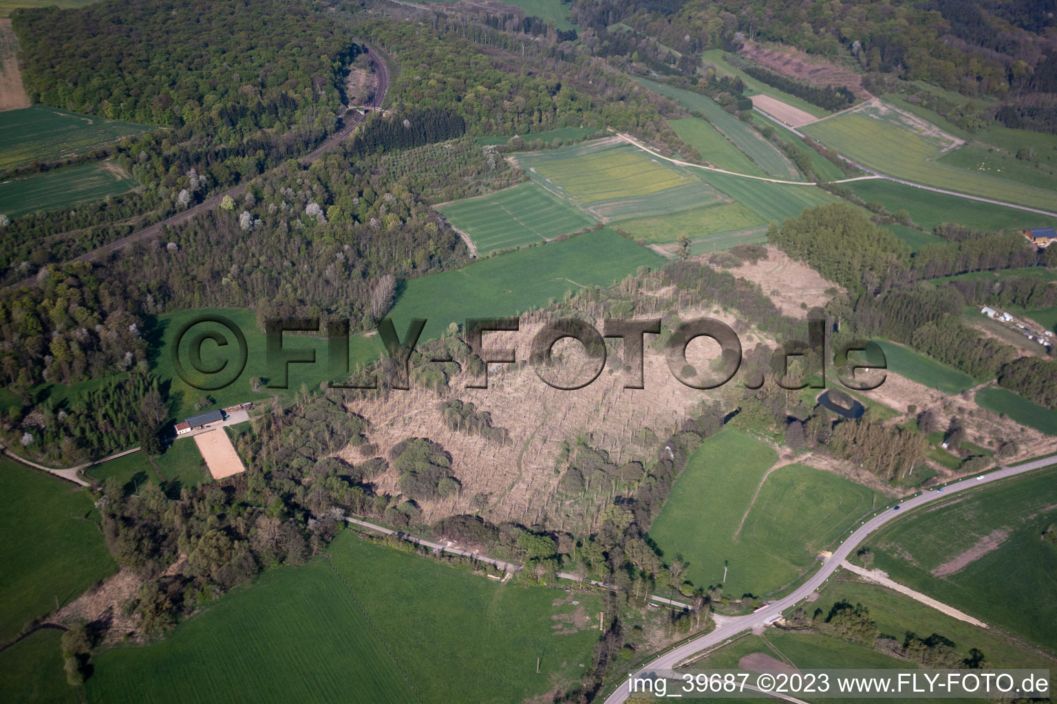 Vue aérienne de Buding dans le département Moselle, France