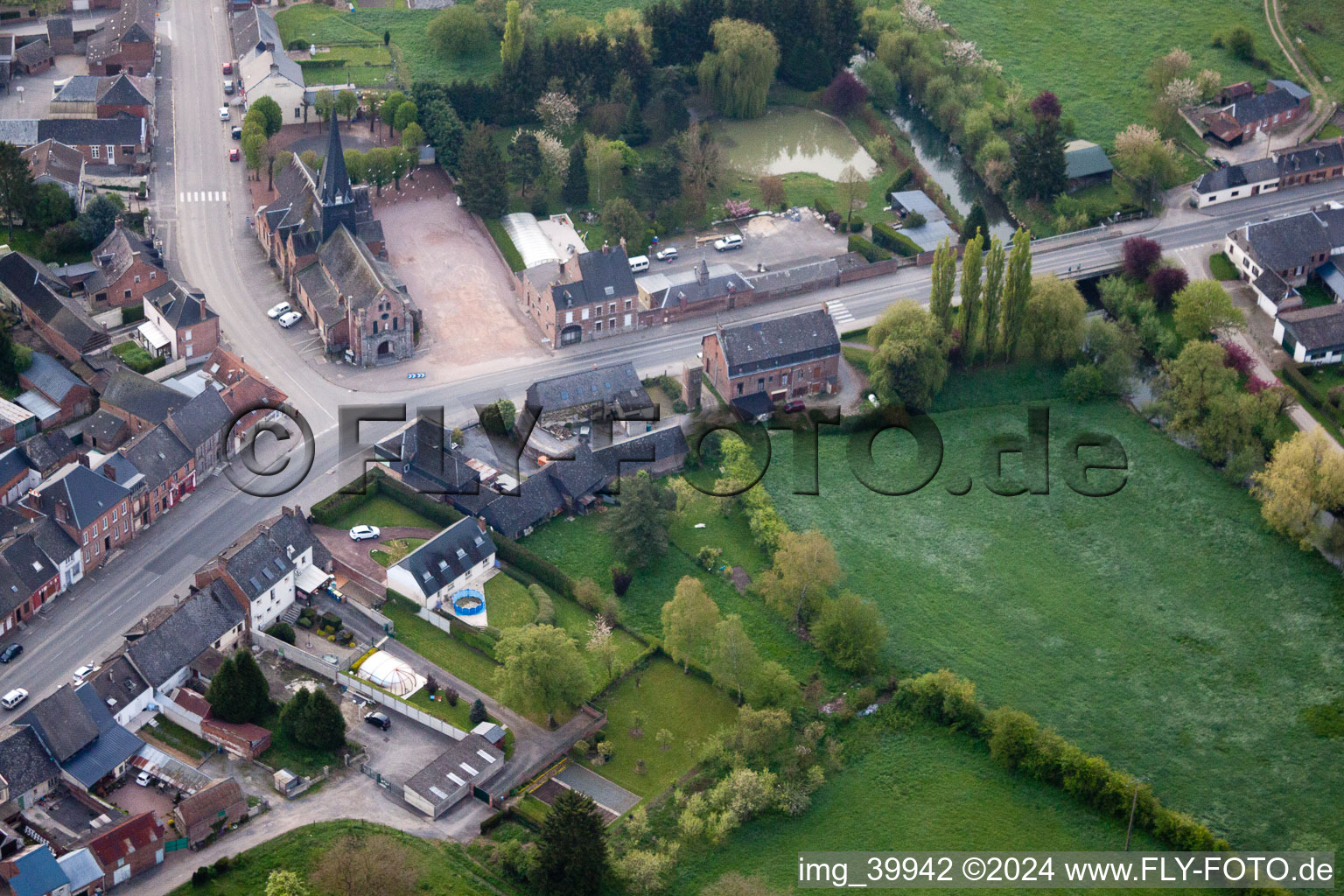 Vue oblique de Étréaupont dans le département Aisne, France