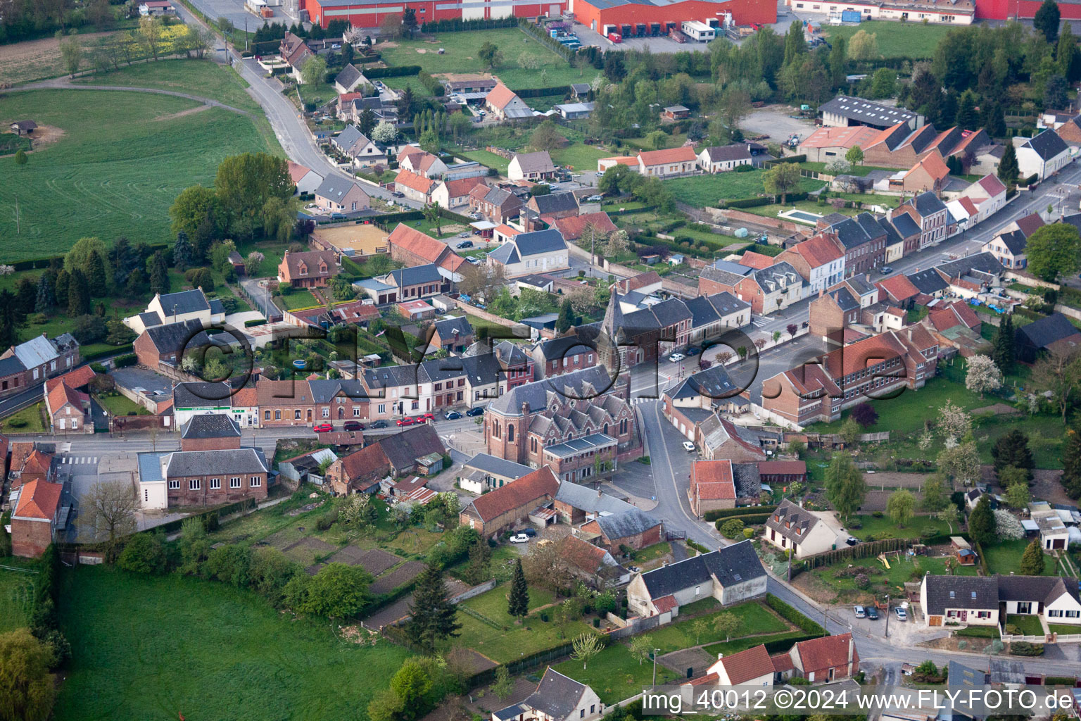 Vue oblique de Seboncourt dans le département Aisne, France