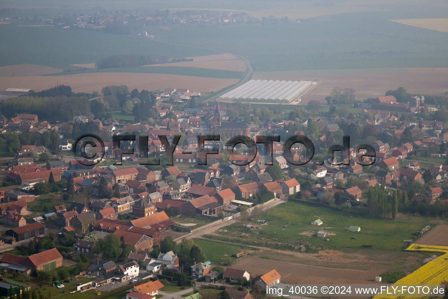 Vue aérienne de Villers-Guislain dans le département Nord, France