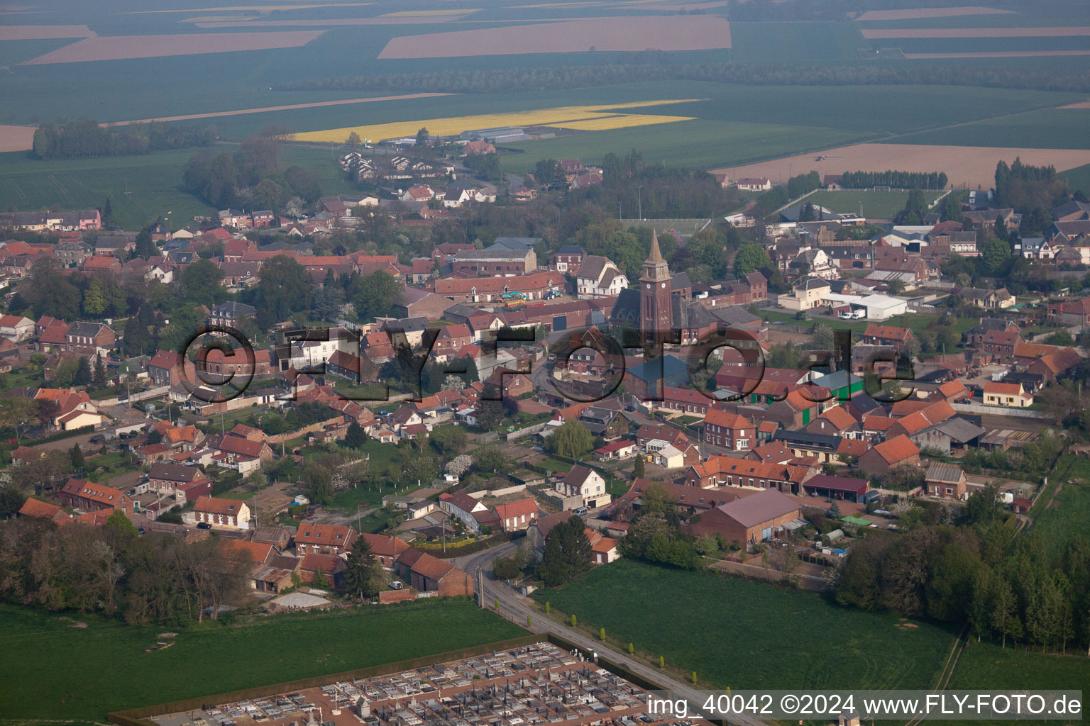 Vue aérienne de Bertincourt dans le département Pas de Calais, France