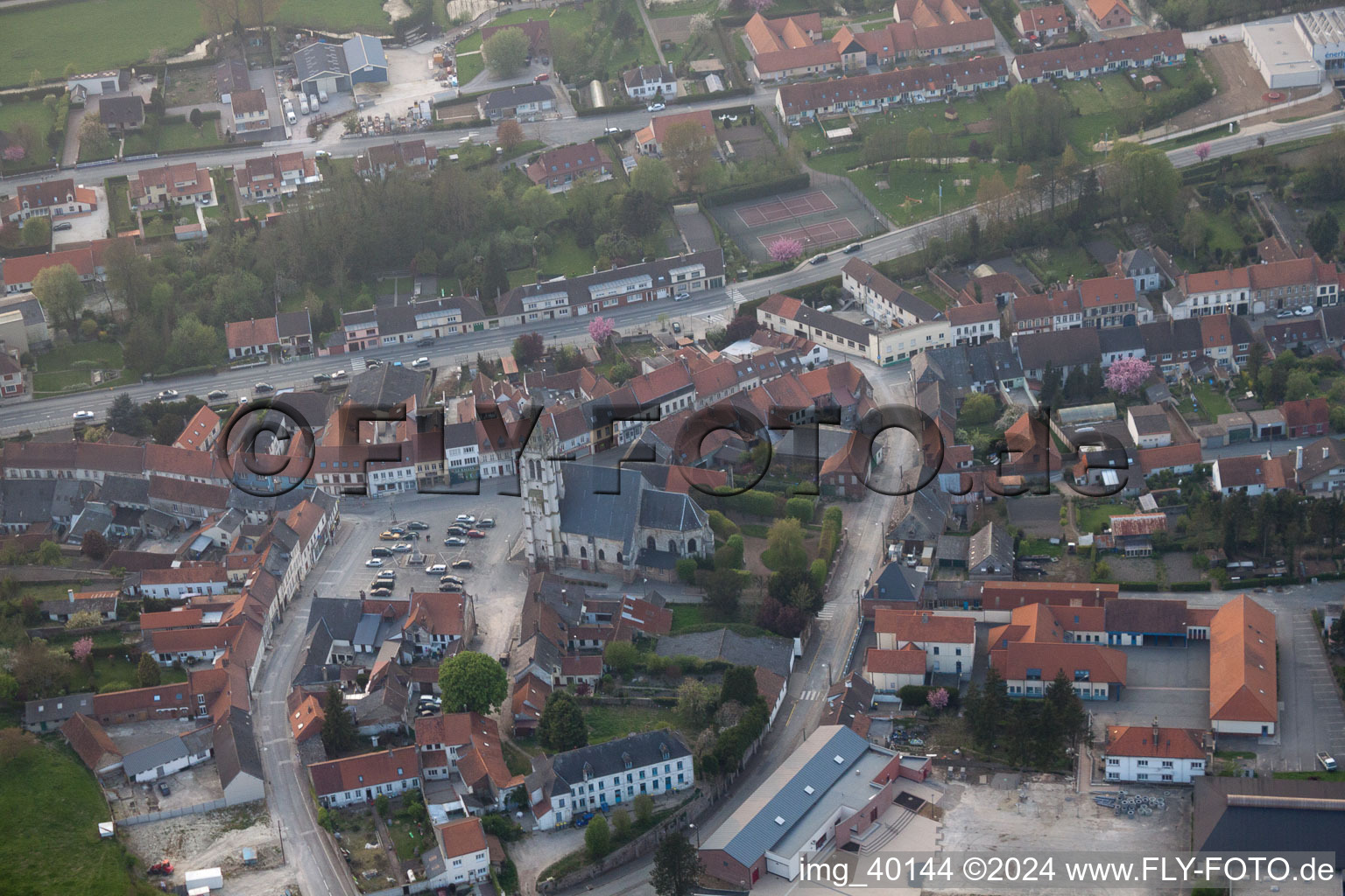 Vue aérienne de Fauquembergues dans le département Pas de Calais, France