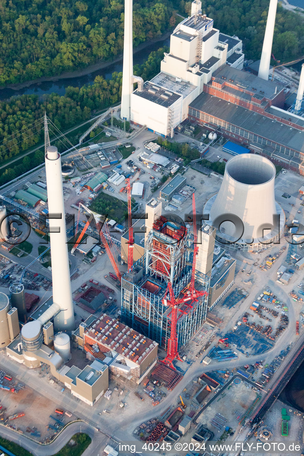 Image drone de Chantier ENBW à le quartier Rheinhafen in Karlsruhe dans le département Bade-Wurtemberg, Allemagne