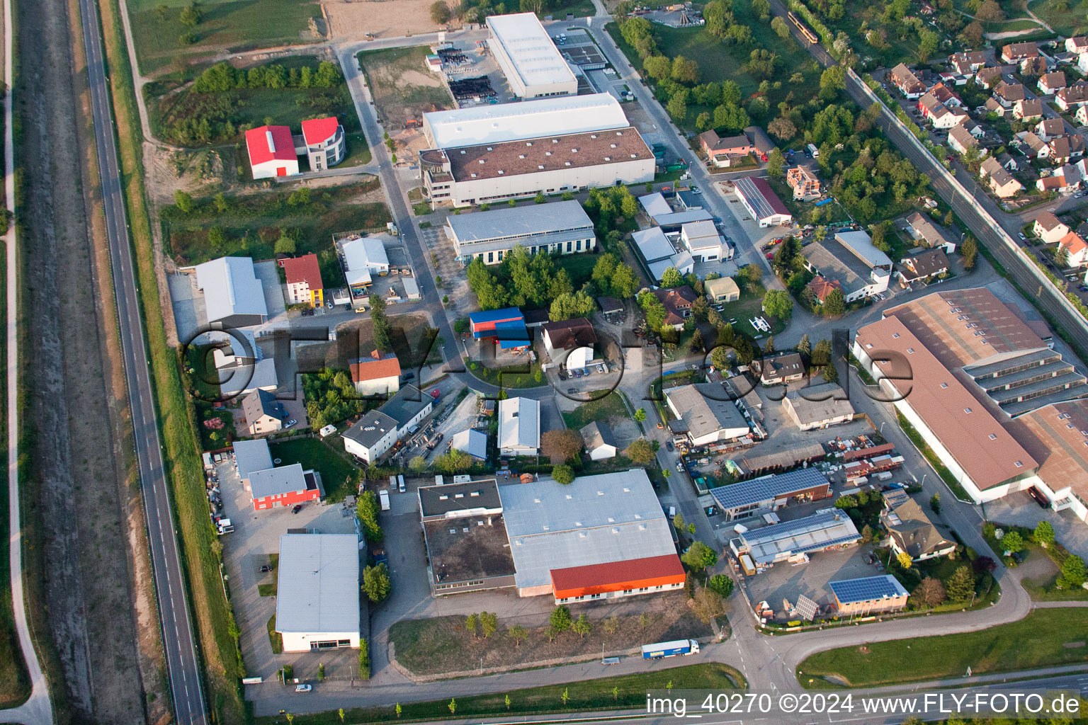 Vue aérienne de Zone commerciale Wagnerstr. à Durmersheim dans le département Bade-Wurtemberg, Allemagne