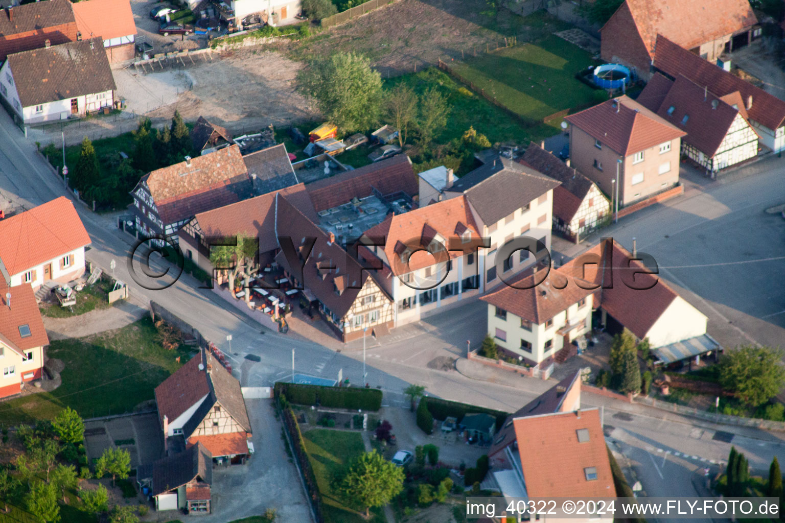 Vue aérienne de Restaurant Rose à Munchhausen dans le département Bas Rhin, France