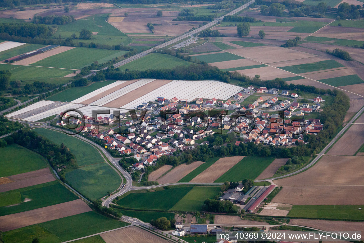 Vue d'oiseau de Neupotz dans le département Rhénanie-Palatinat, Allemagne