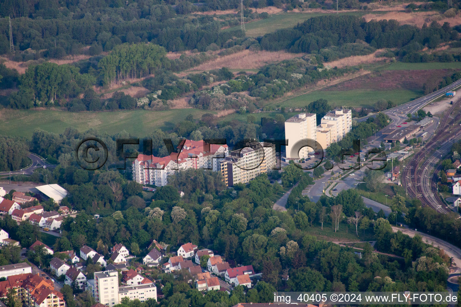 Vue oblique de Germersheim dans le département Rhénanie-Palatinat, Allemagne