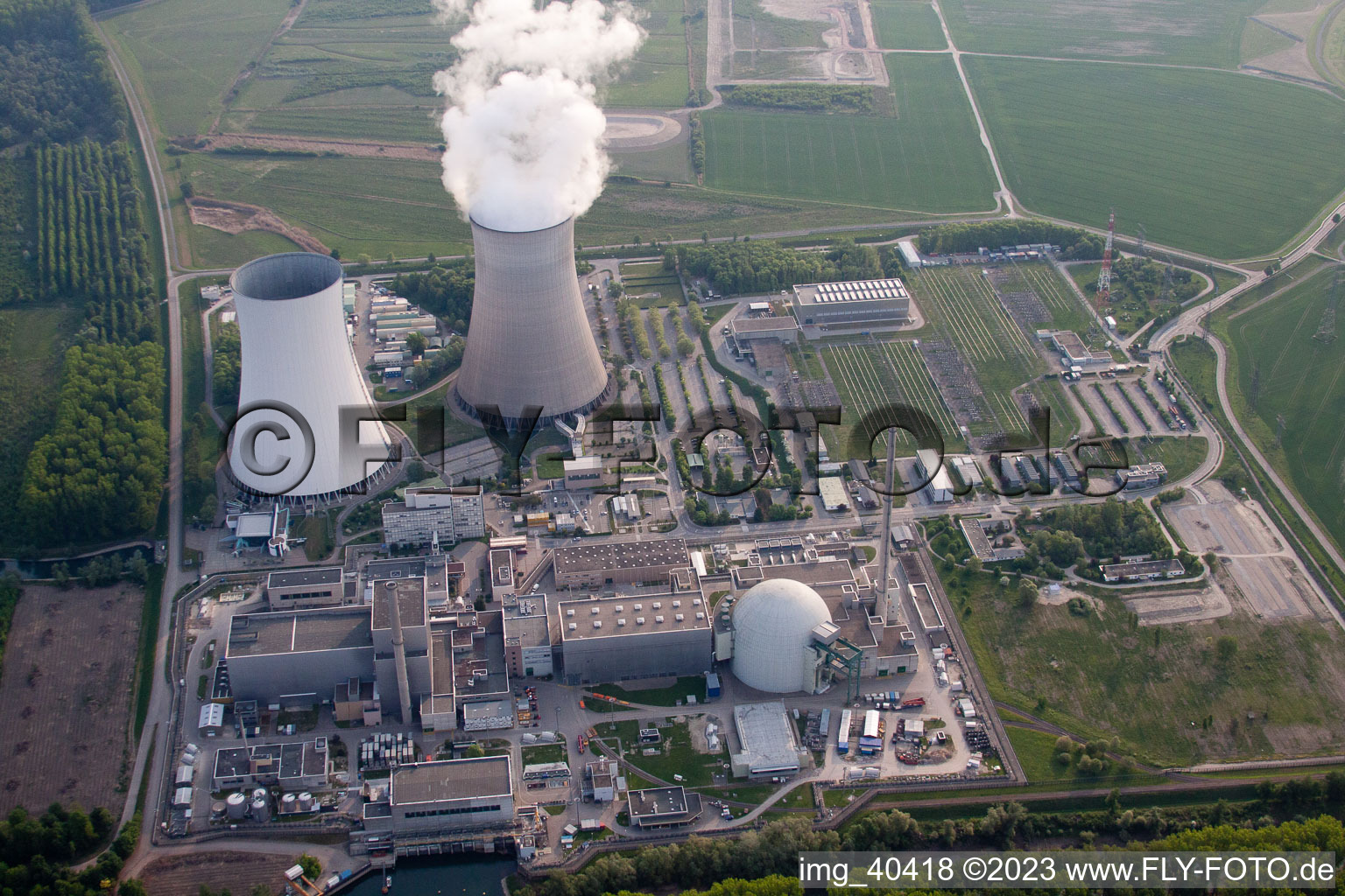 Photographie aérienne de Centrale nucléaire à Philippsburg dans le département Bade-Wurtemberg, Allemagne