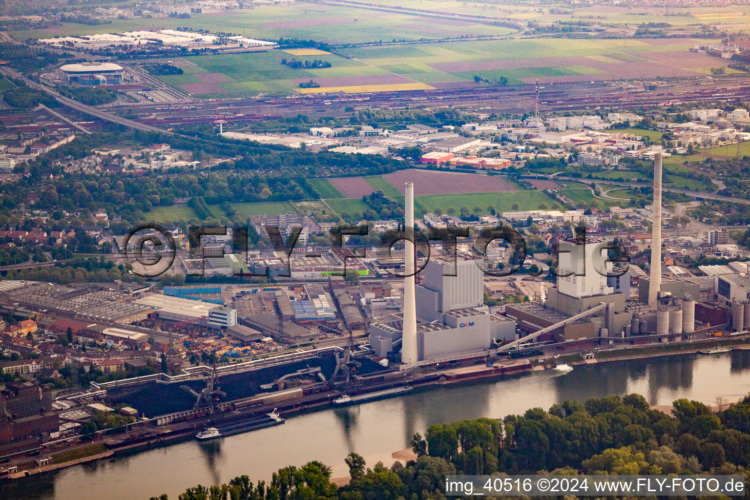 Vue oblique de GKM à le quartier Neckarau in Mannheim dans le département Bade-Wurtemberg, Allemagne