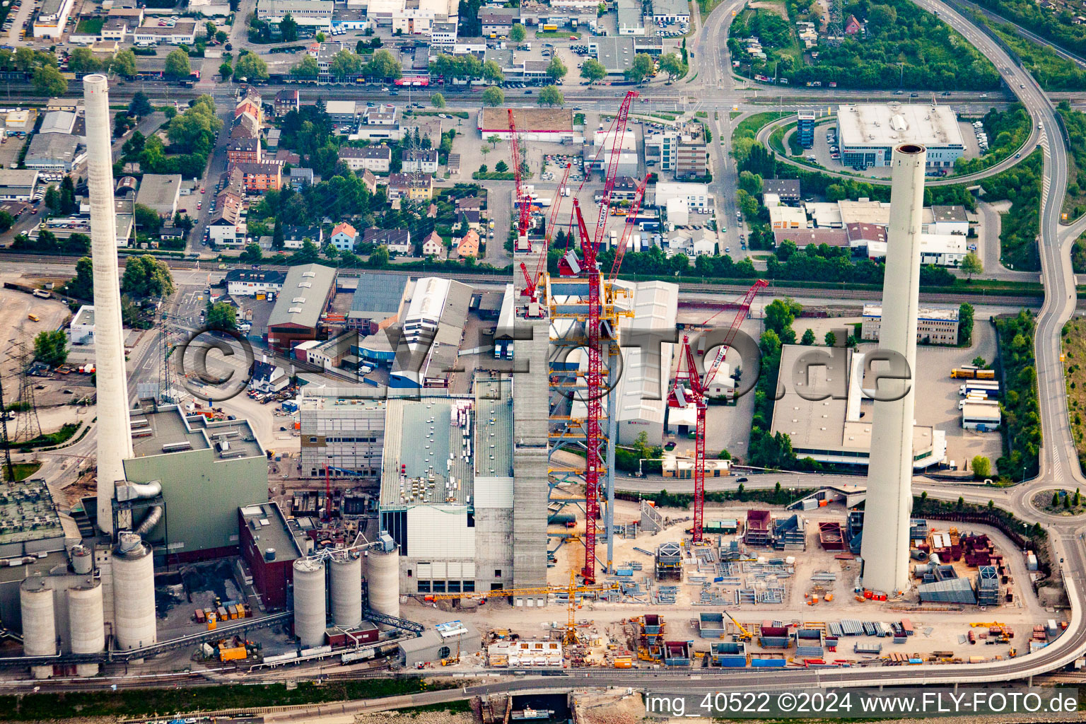 Vue d'oiseau de GKM à le quartier Neckarau in Mannheim dans le département Bade-Wurtemberg, Allemagne