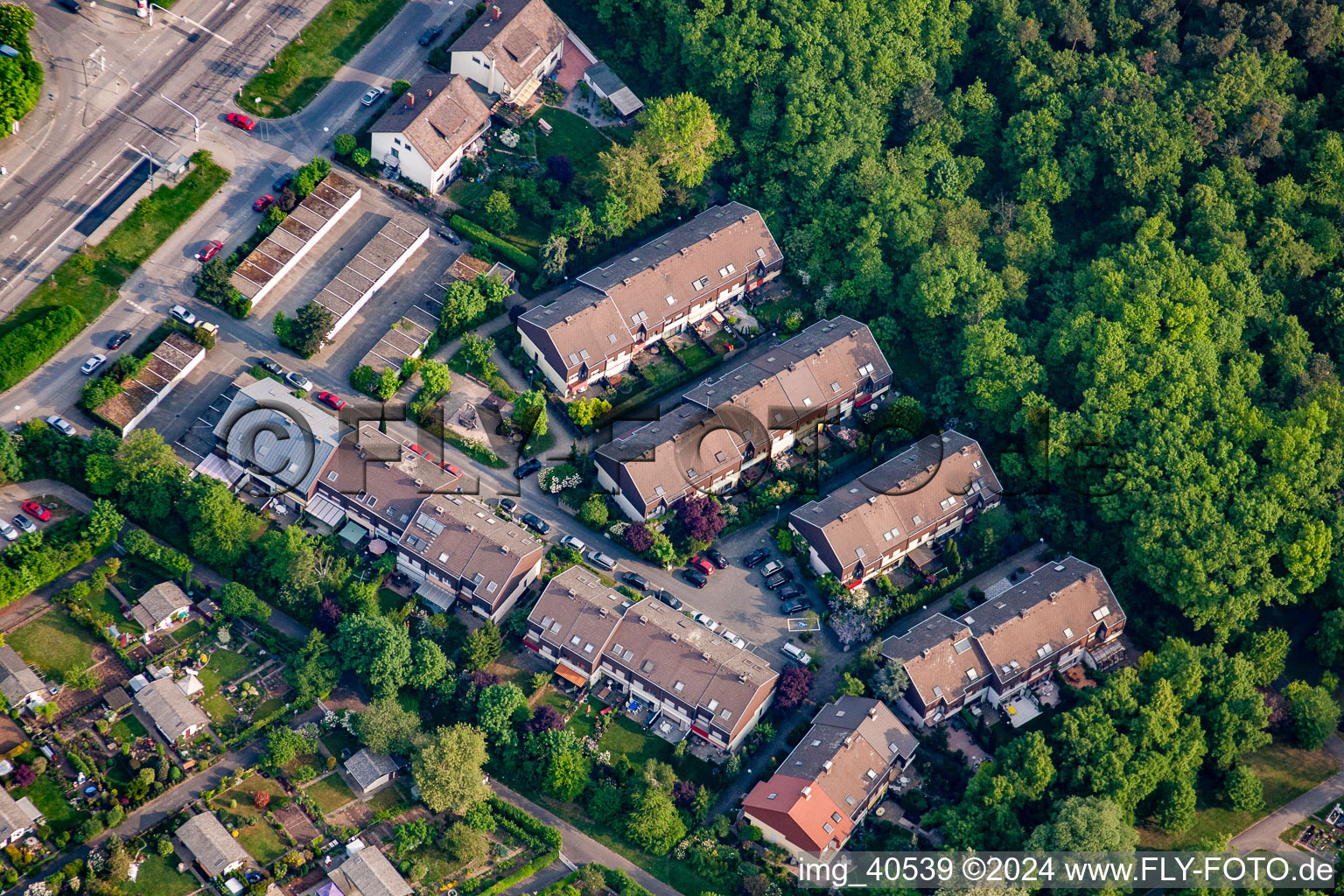 Vue aérienne de Quartier Waldlichtung dans le quartier Pfingstberg à le quartier Rheinau in Mannheim dans le département Bade-Wurtemberg, Allemagne